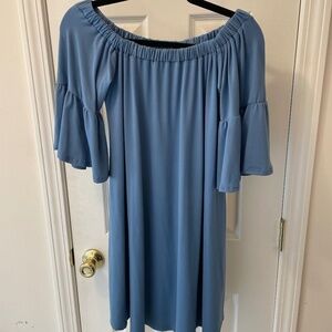 Eldridge Robins Egg Blue off shoulder dress